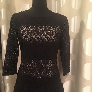 Ann Taylor black lace ruffle dress size 4